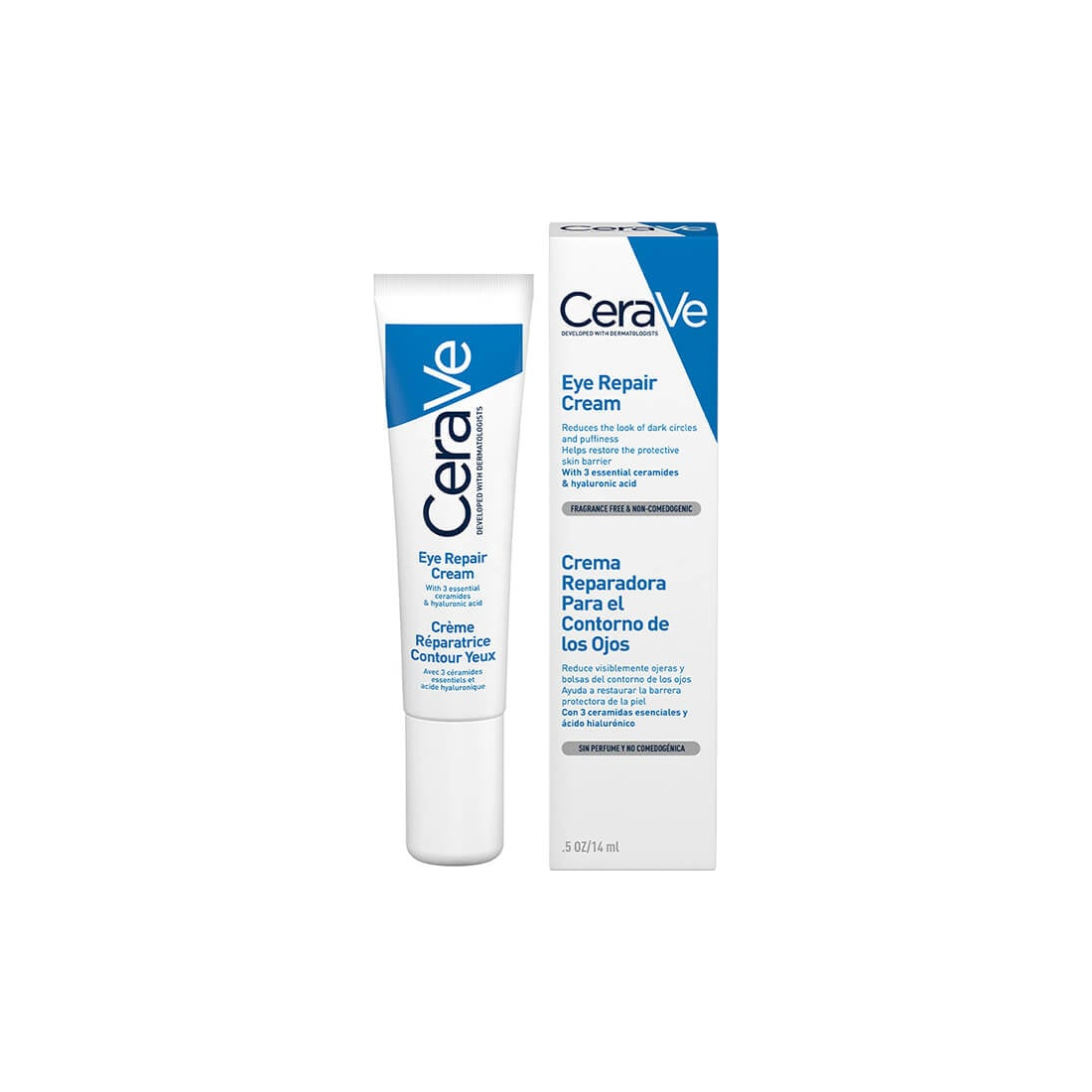 CeraVe Crema Reparadora para el Contorno de Ojos 14 ml — imagen comercial original sobre fondo blanco