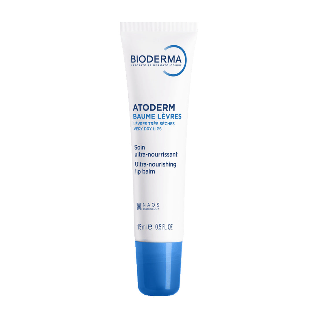Bioderma Atoderm Labios Bálsamo Reparador 15 ml — fotografía real de frente sobre fondo blanco