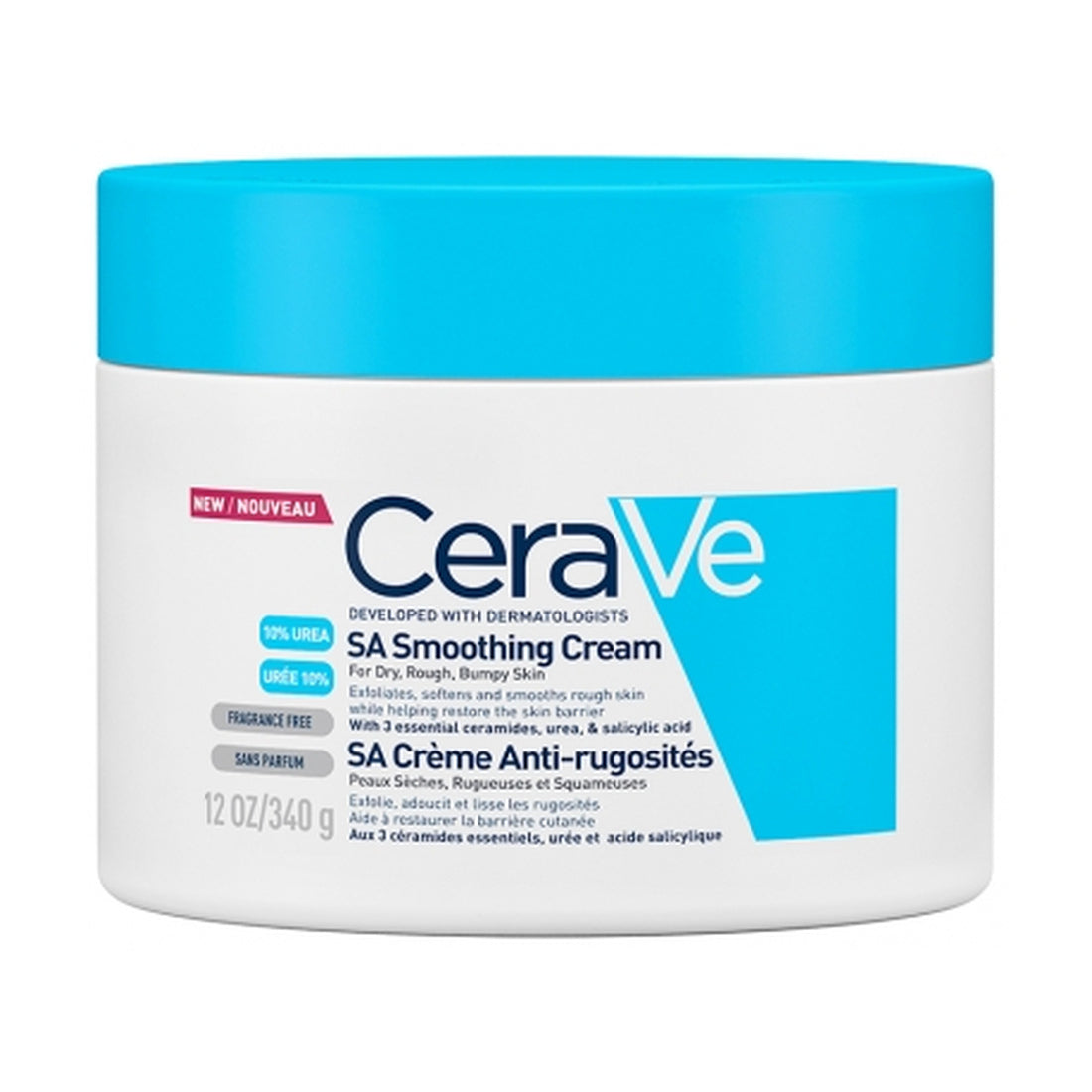 CeraVe SA Crema Alisadora Anti-Rugosidades 340 g — fotografía real de frente sobre fondo blanco