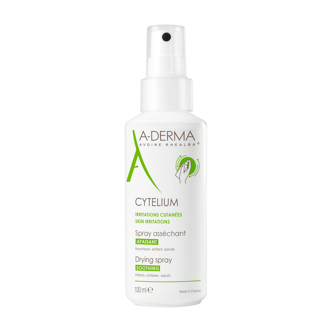 A-Derma Cytelium Spray Secante Calmante 100 ml — fotografía real de frente sobre fondo blanco