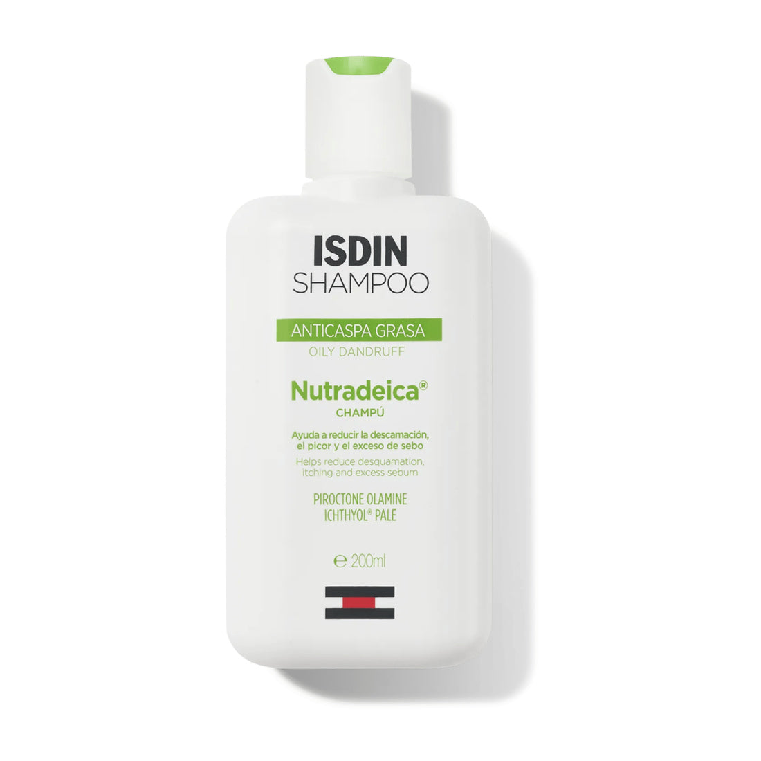 ISDIN Nutradeica Shampoo Anticaspa Grasa 200 ml — fotografía real de frente sobre fondo blanco