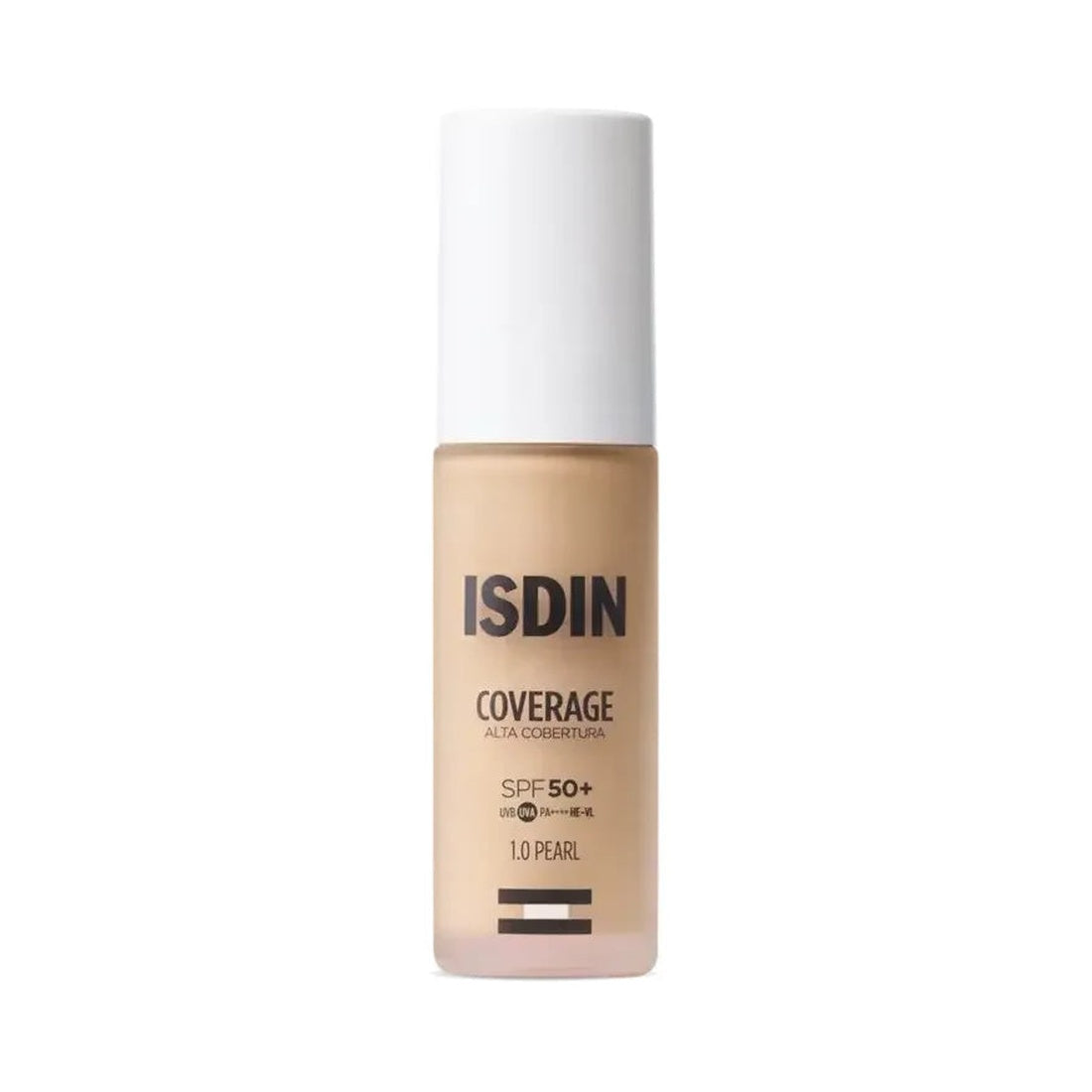 ISDIN Coverage SPF 50+ 1.0 Pearl 30 g: vista frontal sobre fondo blanco
