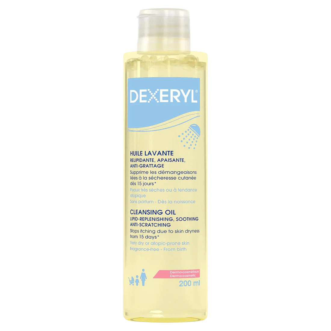 Dermolimpiador en Aceite 200 ml, foto real del envase de frente