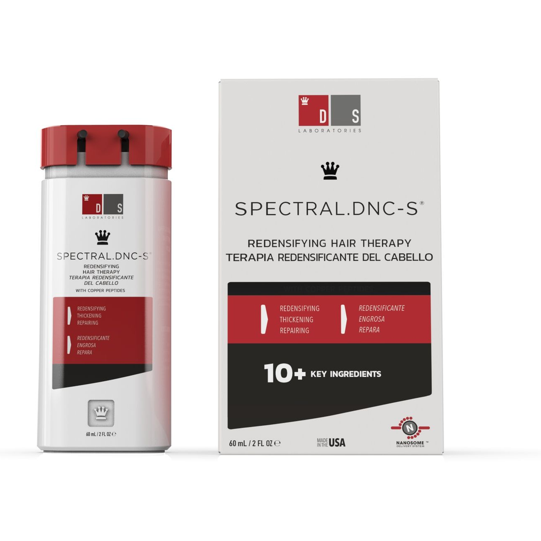 Spectral DNC-S Loción Capilar 60 ml, fotografía real del envase de frente