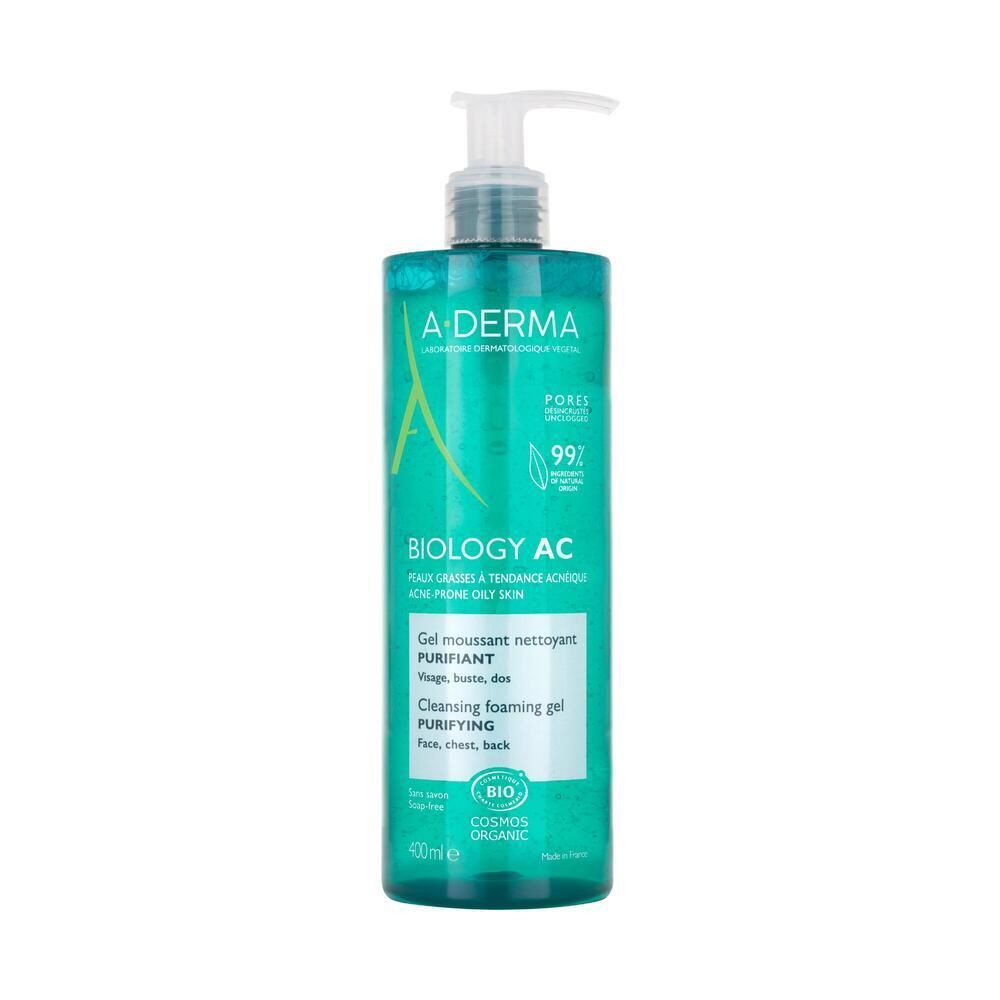 Biology AC Gel Limpiador Purificante 400 ml, fotografía real del envase de frente