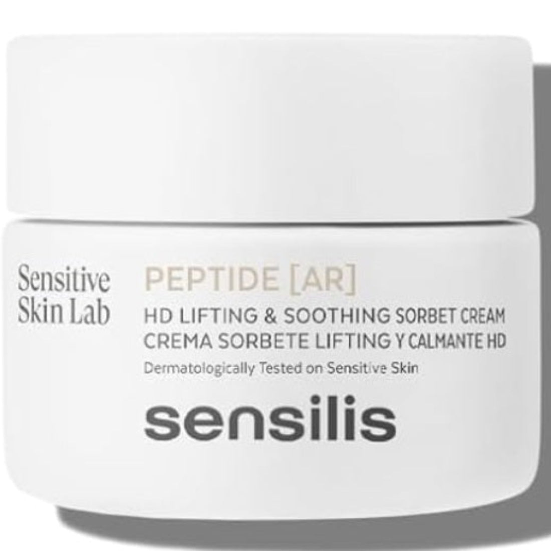 Sensilis Peptide [AR] Cream, tarro de crema sorbete sobre fondo blanco