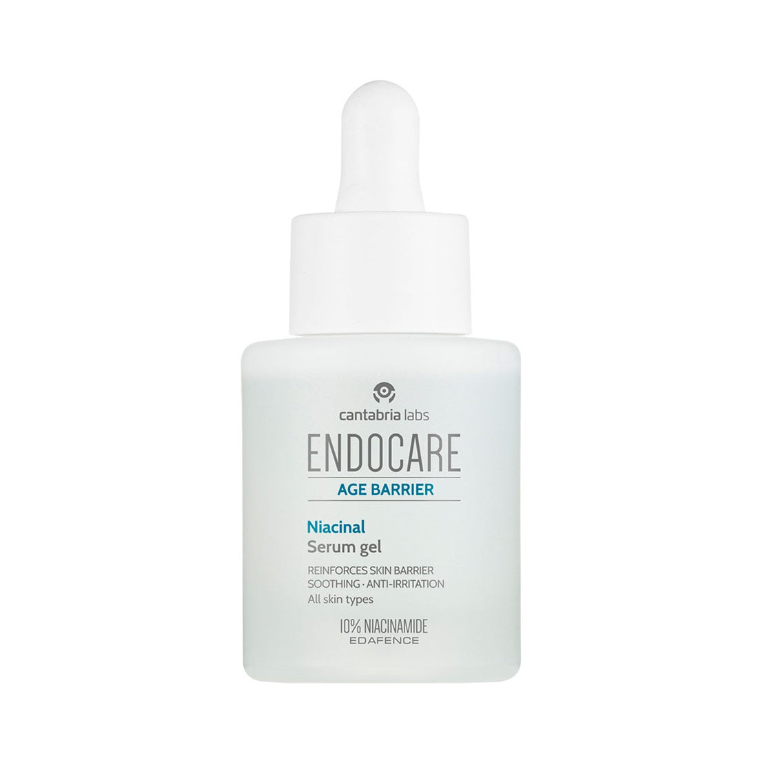 Endocare Age Barrier Niacinal Sérum Gel 30 ml, frasco de frente sobre fondo blanco