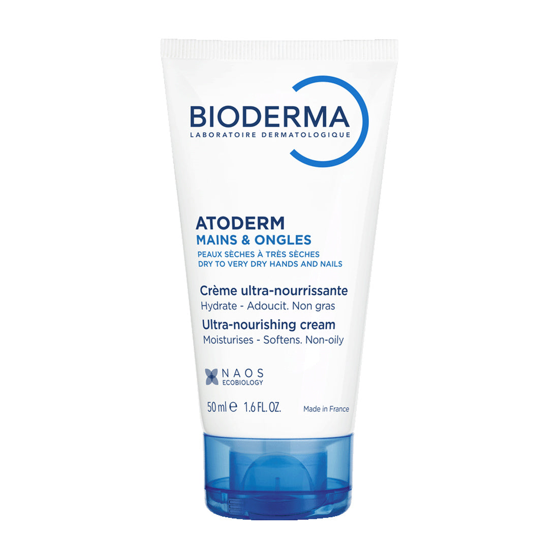 Bioderma Atoderm Manos y Uñas Crema Reparadora 50 ml — fotografía real de frente sobre fondo blanco