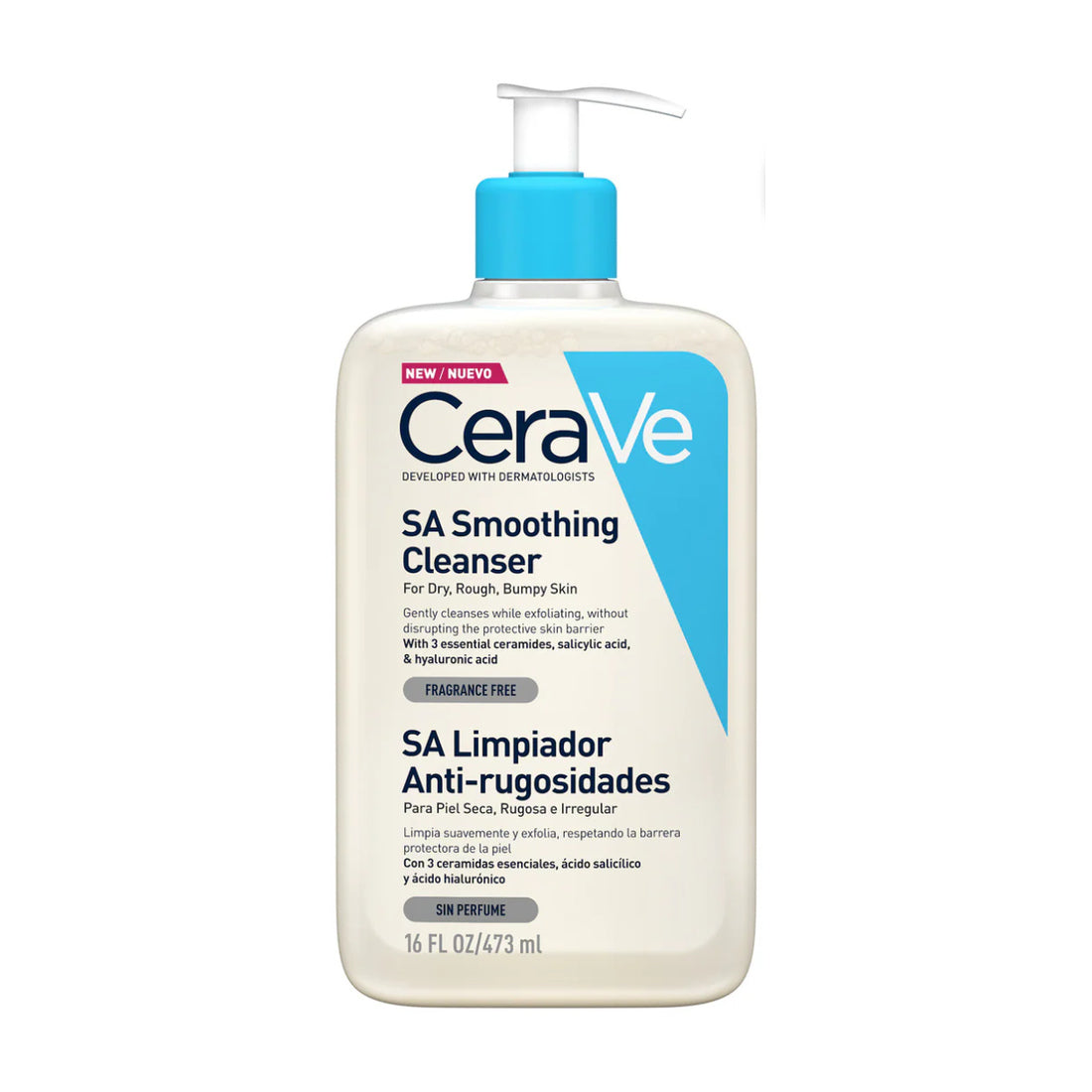 CeraVe SA Limpiador Anti-Rugosidades 473 ml — fotografía real de frente sobre fondo blanco