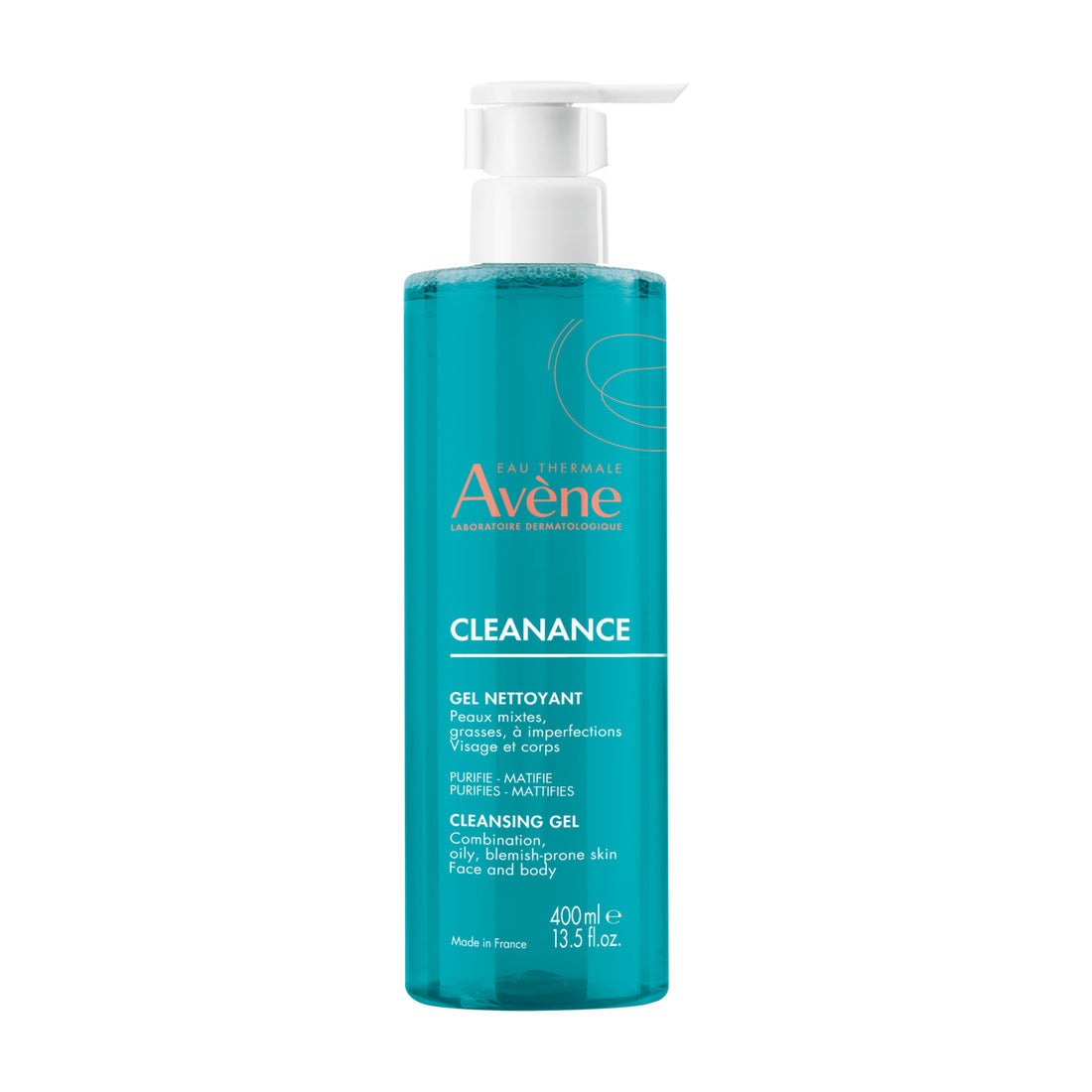 Avène Cleanance Gel Limpiador 400 ml — fotografía real de frente sobre fondo blanco