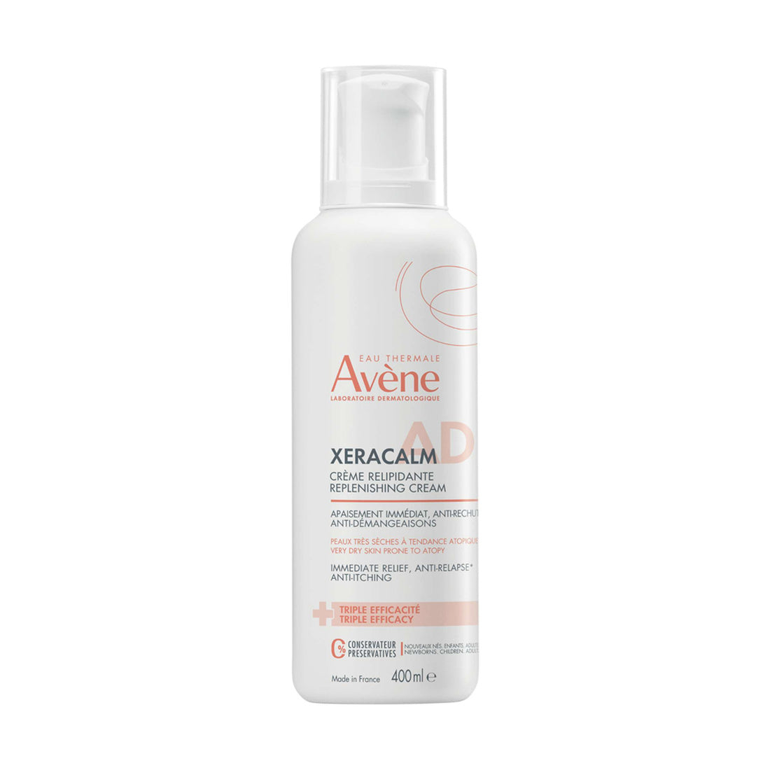XeraCalm A.D Crema Relipidizante 400 ml — fotografía real, vista frontal.