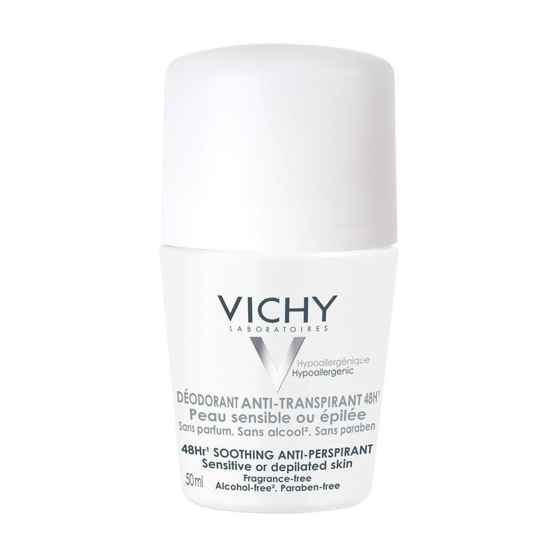Vichy Antitranspirante Piel Sensible 48h Roll-On 50 ml — fotografía real de frente sobre fondo blanco