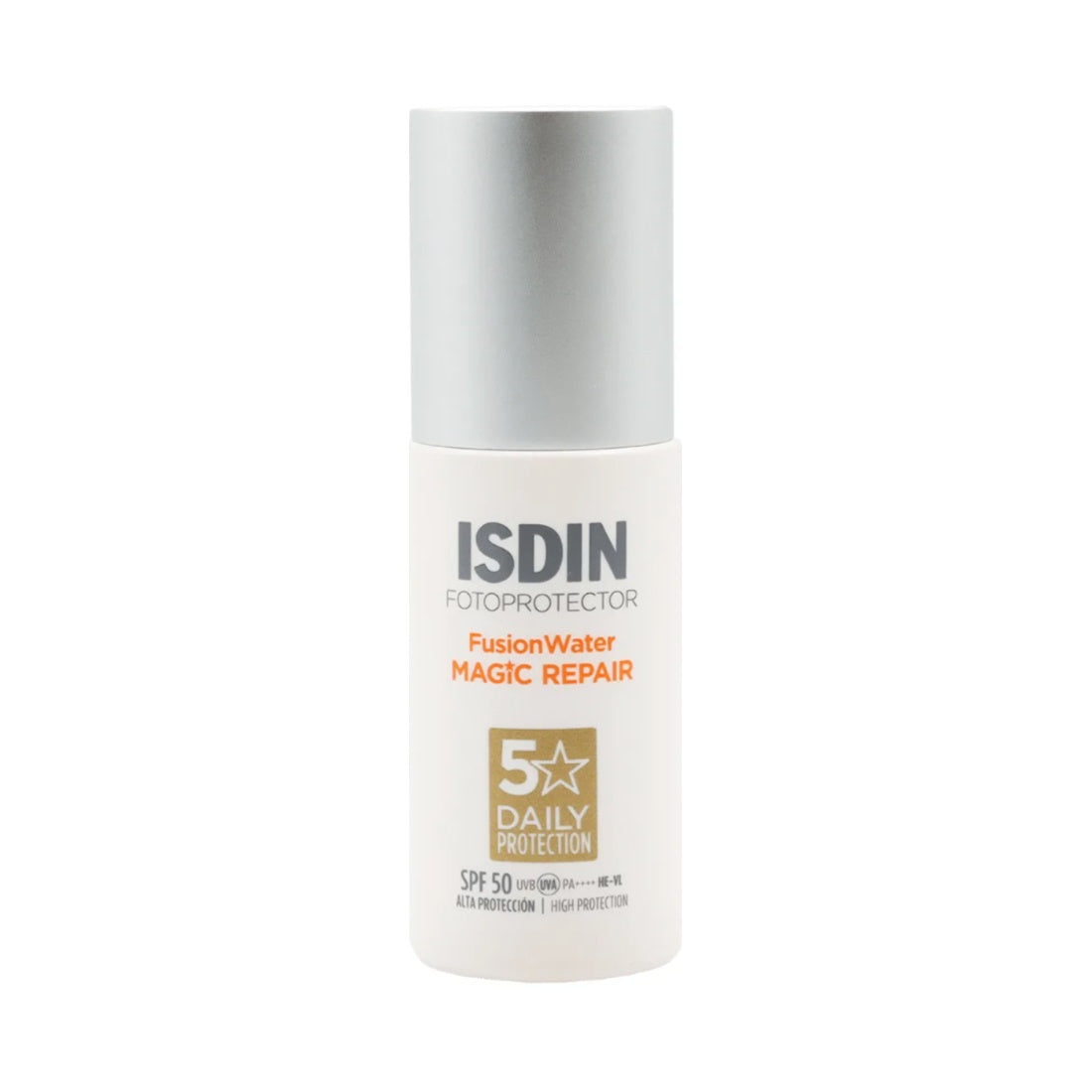 Fusion Water Magic Repair SPF 50 Sin Color — envase frontal sobre fondo blanco