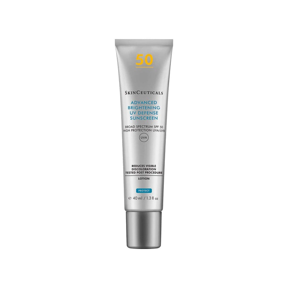Advanced Brightening UV Defense Sunscreen, fotografía de catálogo sobre fondo blanco