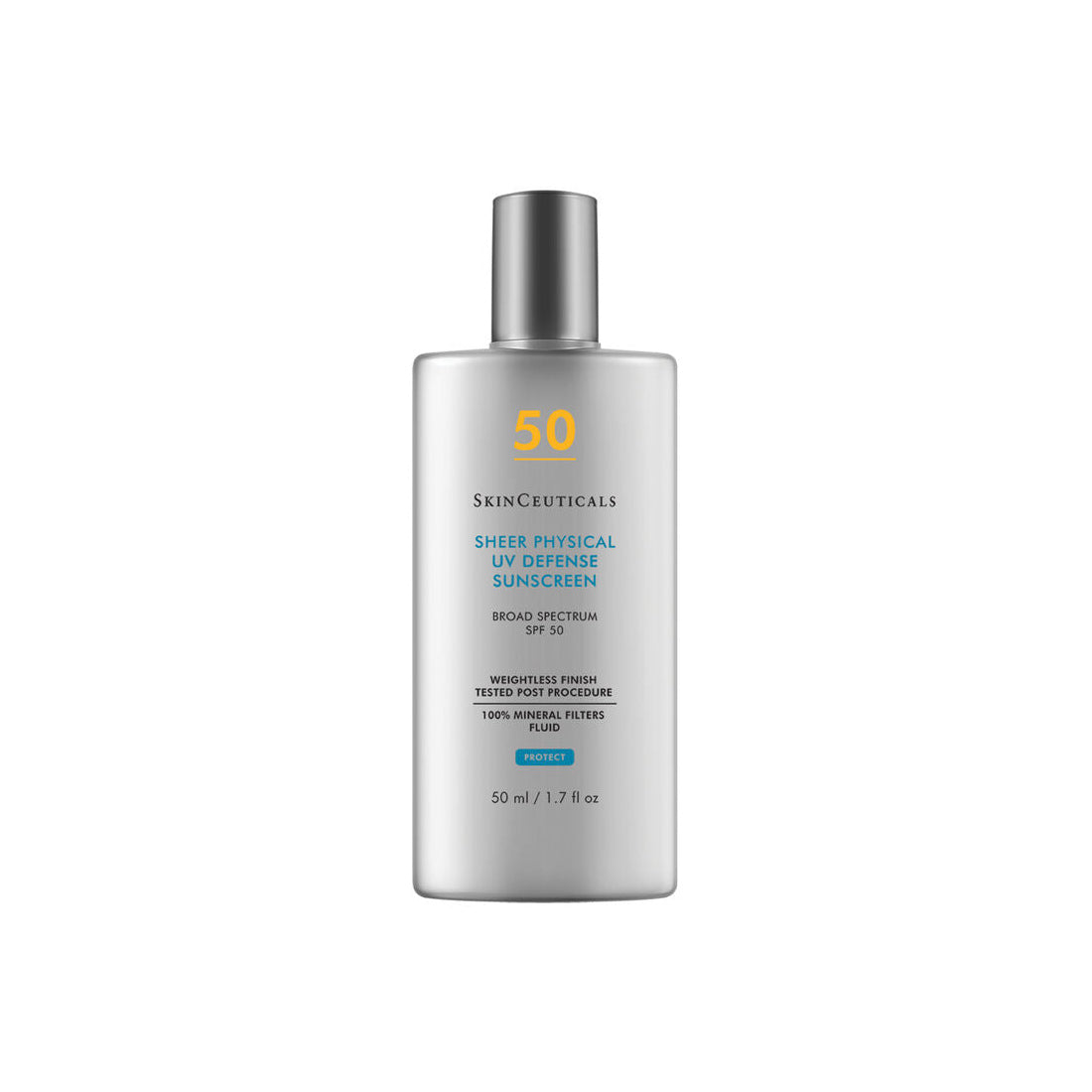 Sheer Physical UV Defense Sunscreen, fotografía de catálogo sobre fondo blanco